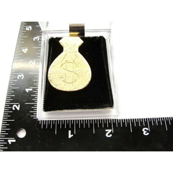 Money Bag Money Clip Textured Gold Tone Cash ID Holder Boxed - Picture 5 of 5